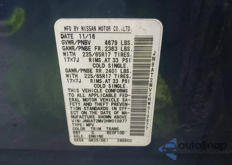 2017 Nissan Rogue S from USA, damaged, VIN JN8AT2MV2HW010877